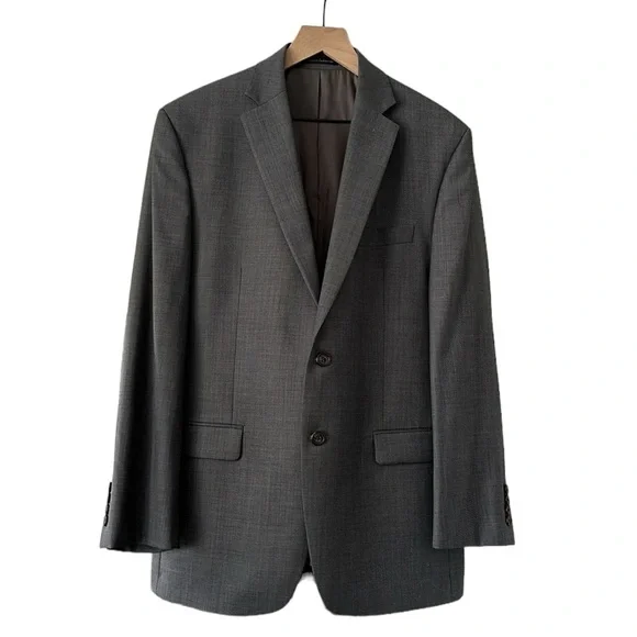 Lauren Ralph Lauren grey two piece suit two buttoned jacket tapered leg 40R 36”